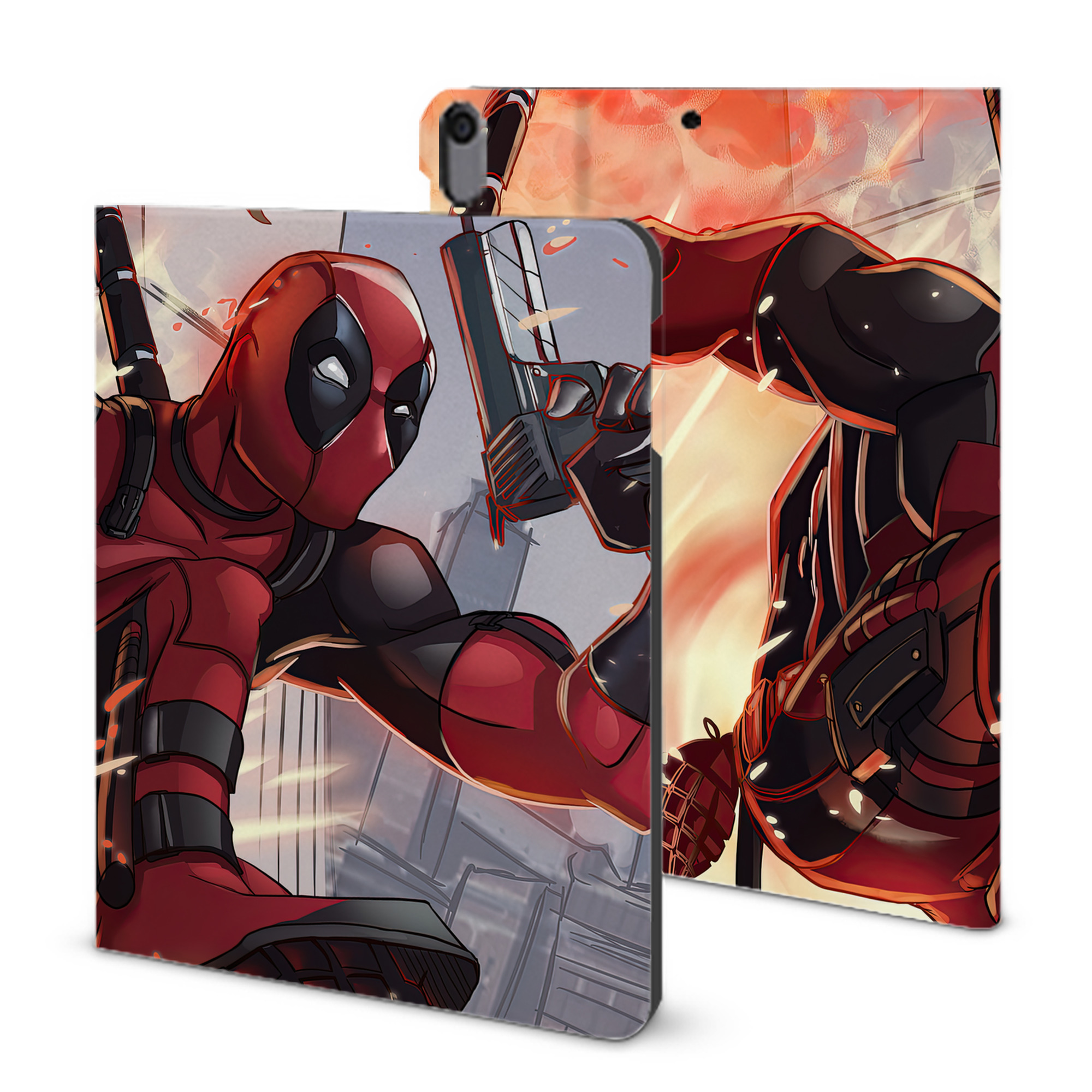 （画像用） Deadpool デッドプール IPad ケース ブック型 PUレザー TPU 耐衝撃 軽量 薄型 ペン収納なし 全面保護 IPad 各モデル対応